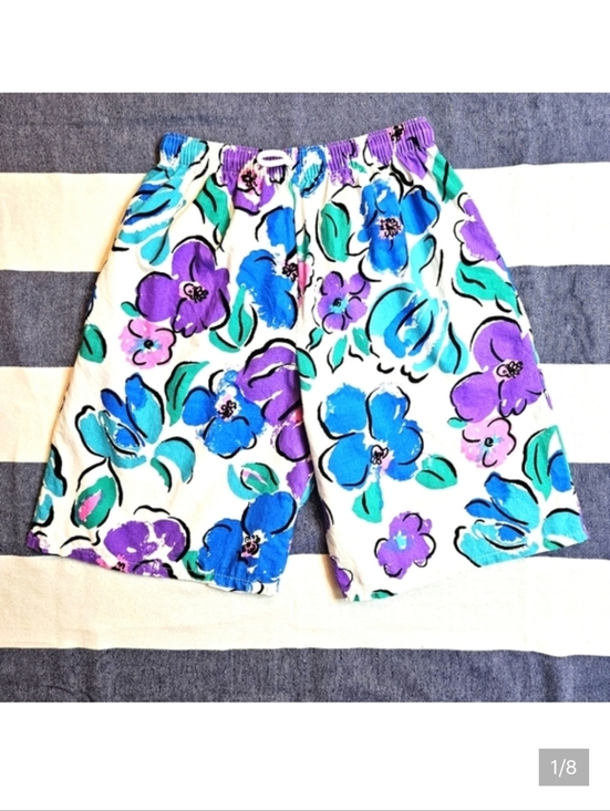 Vintage Pants - Vintage 80s Mary Quant 100% CottonFloral Printed Shorts Made In UK S/M